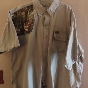 Sportsman's Warehouse Outfitters Men's Short Sleeve Shirt Grey; Buttons; Size 2X